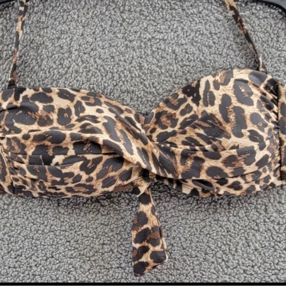 Bar III Other - BAR III Convertible Cheetah-Print Bandeau Bikini Top Women's M Lined Tie